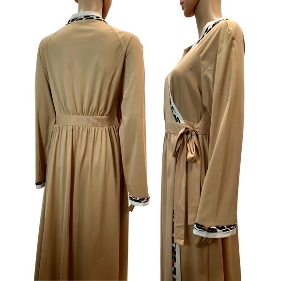 Vintage 70s Vanity Fair Leopard Trim Robe | Dressing Gown House Coat | S/M - Picture 8 of 10